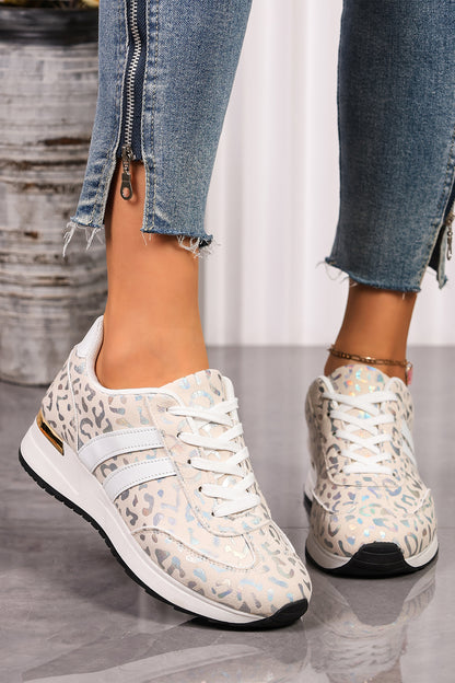 Iridescent Leopard Print Lace-Up Sneaker