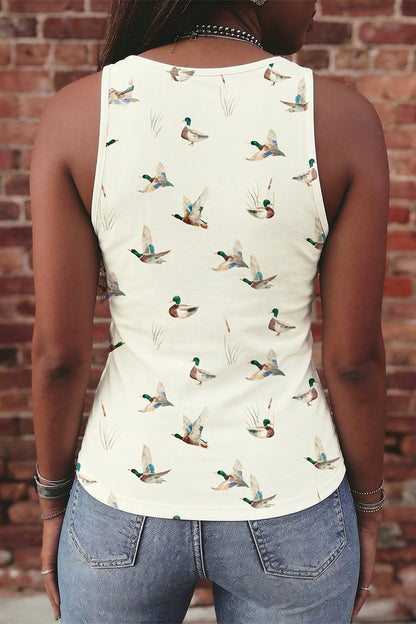 Beige Mallard Print Top