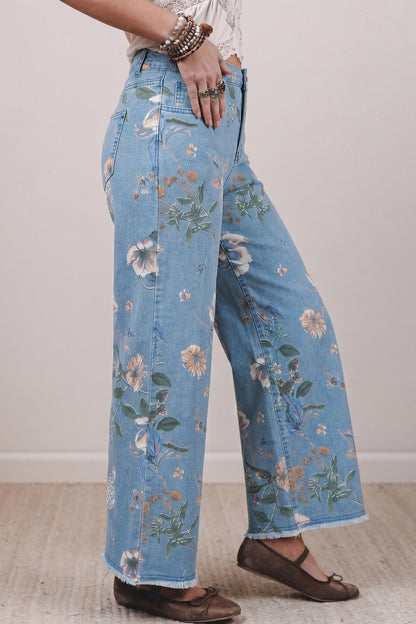 Nova Floral Frayed Ankle Jeans
