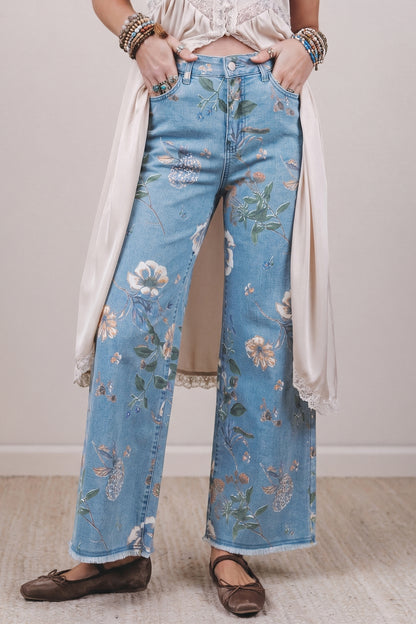 Nova Floral Frayed Ankle Jeans
