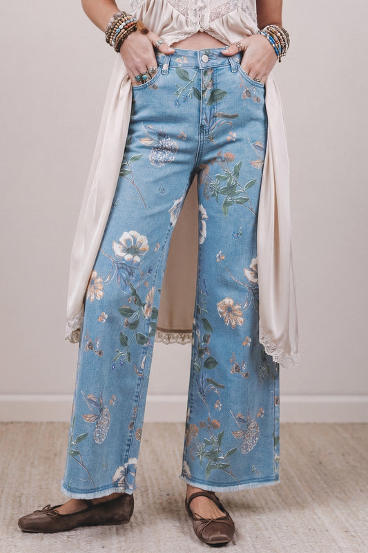 Nova Floral Frayed Ankle Jeans
