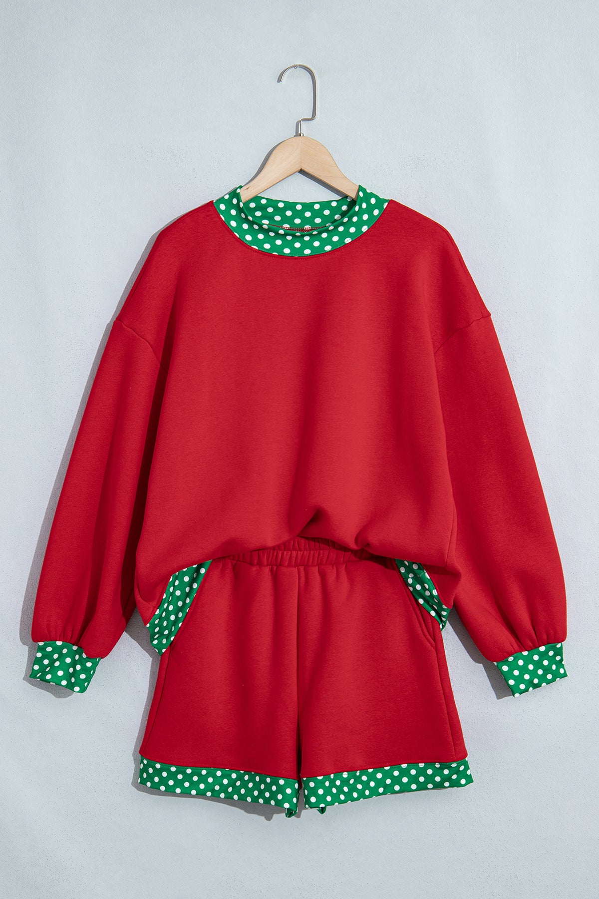 Gingham Trim Pullover Short Set