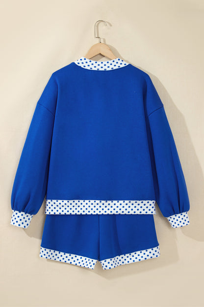 Gingham Trim Pullover Short Set