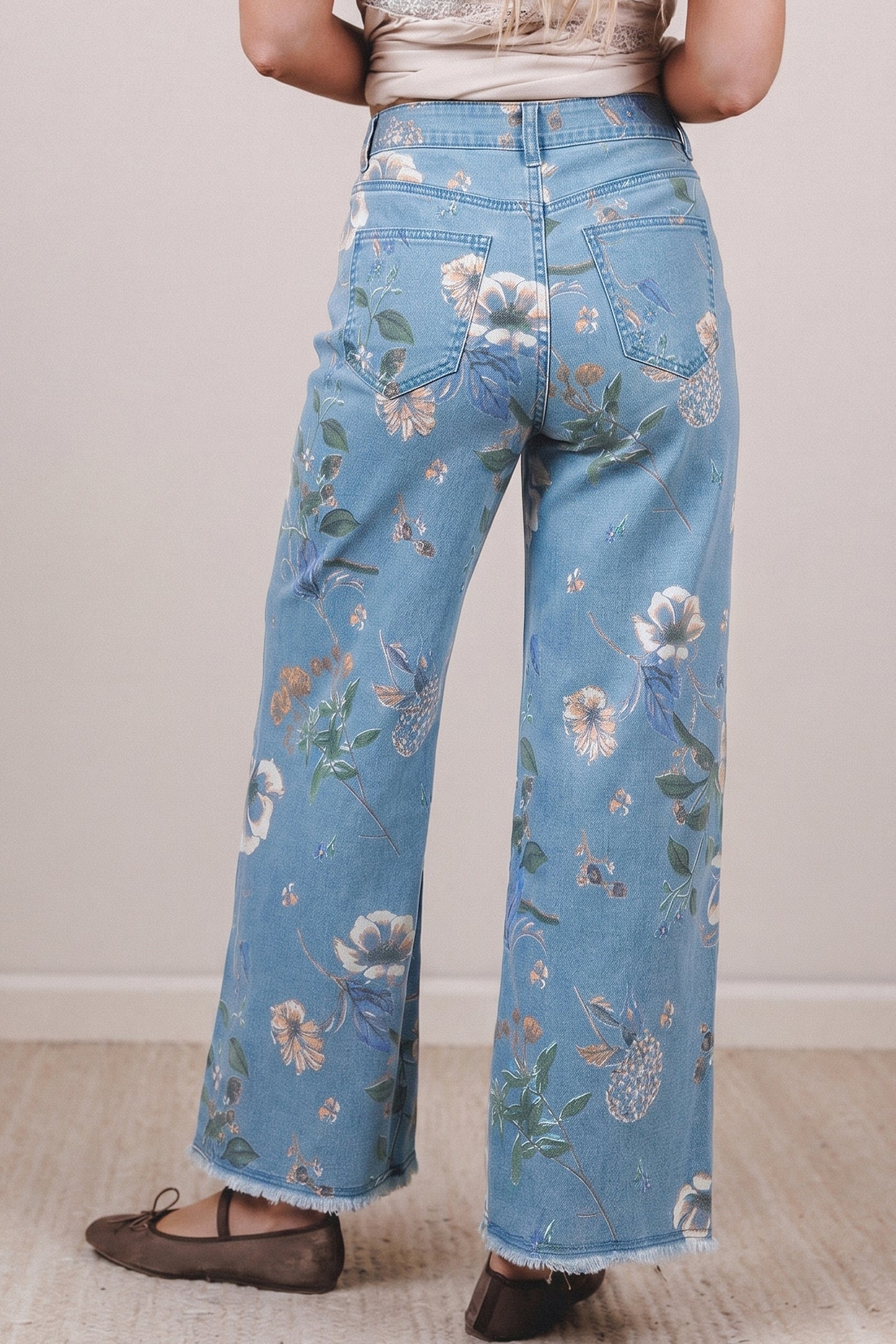 Nova Floral Frayed Ankle Jeans