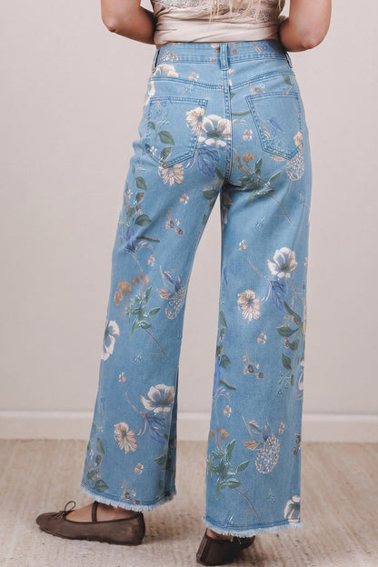 Nova Floral Frayed Ankle Jeans