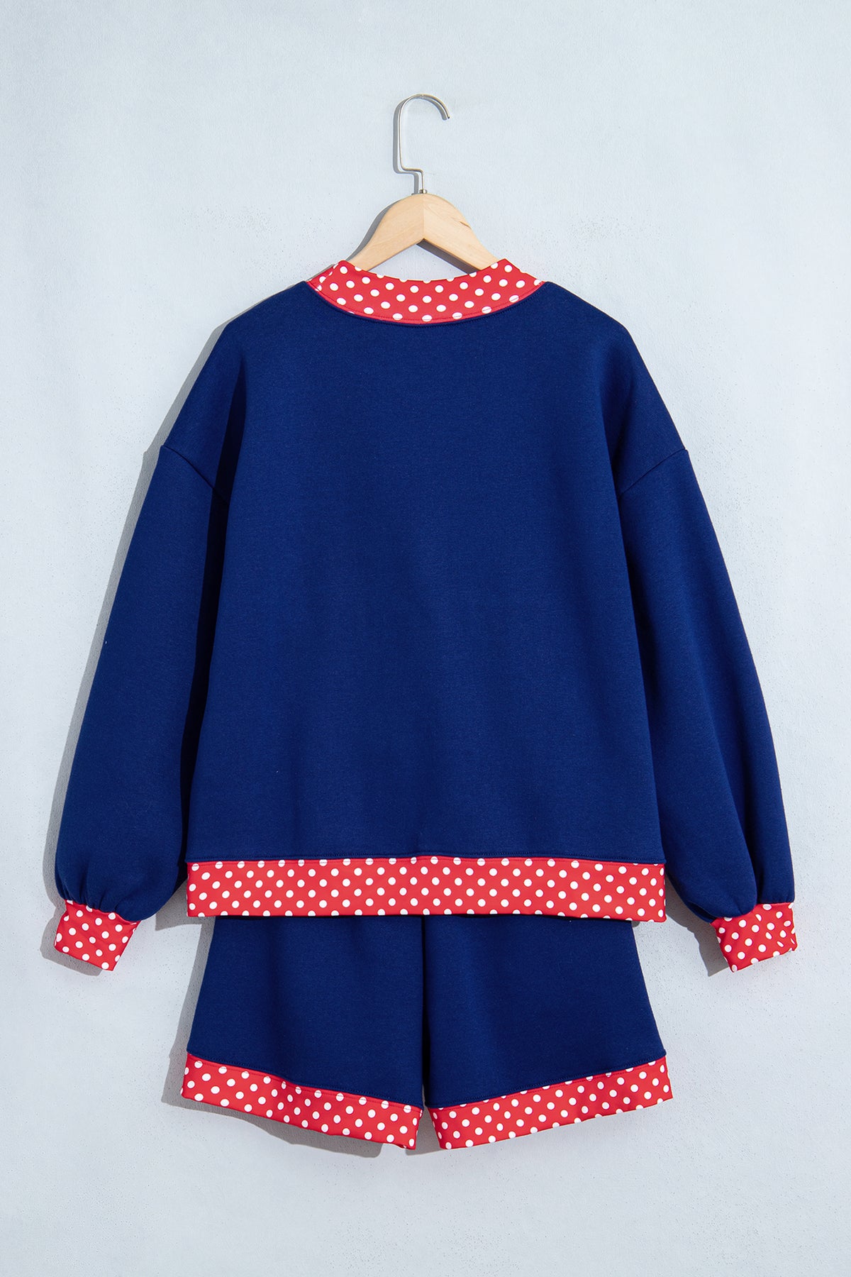 Gingham Trim Pullover Short Set