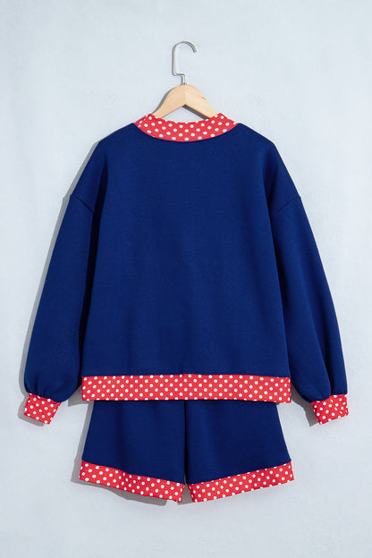 Gingham Trim Pullover Short Set