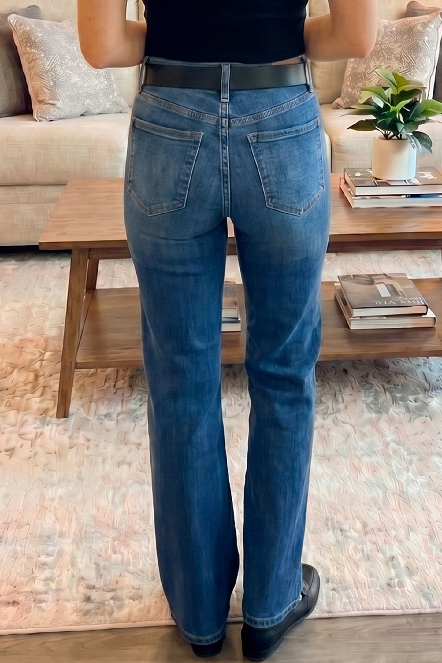Sky Blue Tailored Seam Straight Jeans