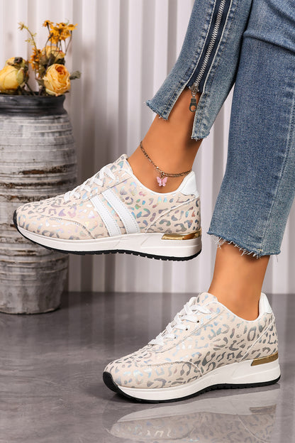 Iridescent Leopard Print Lace-Up Sneaker