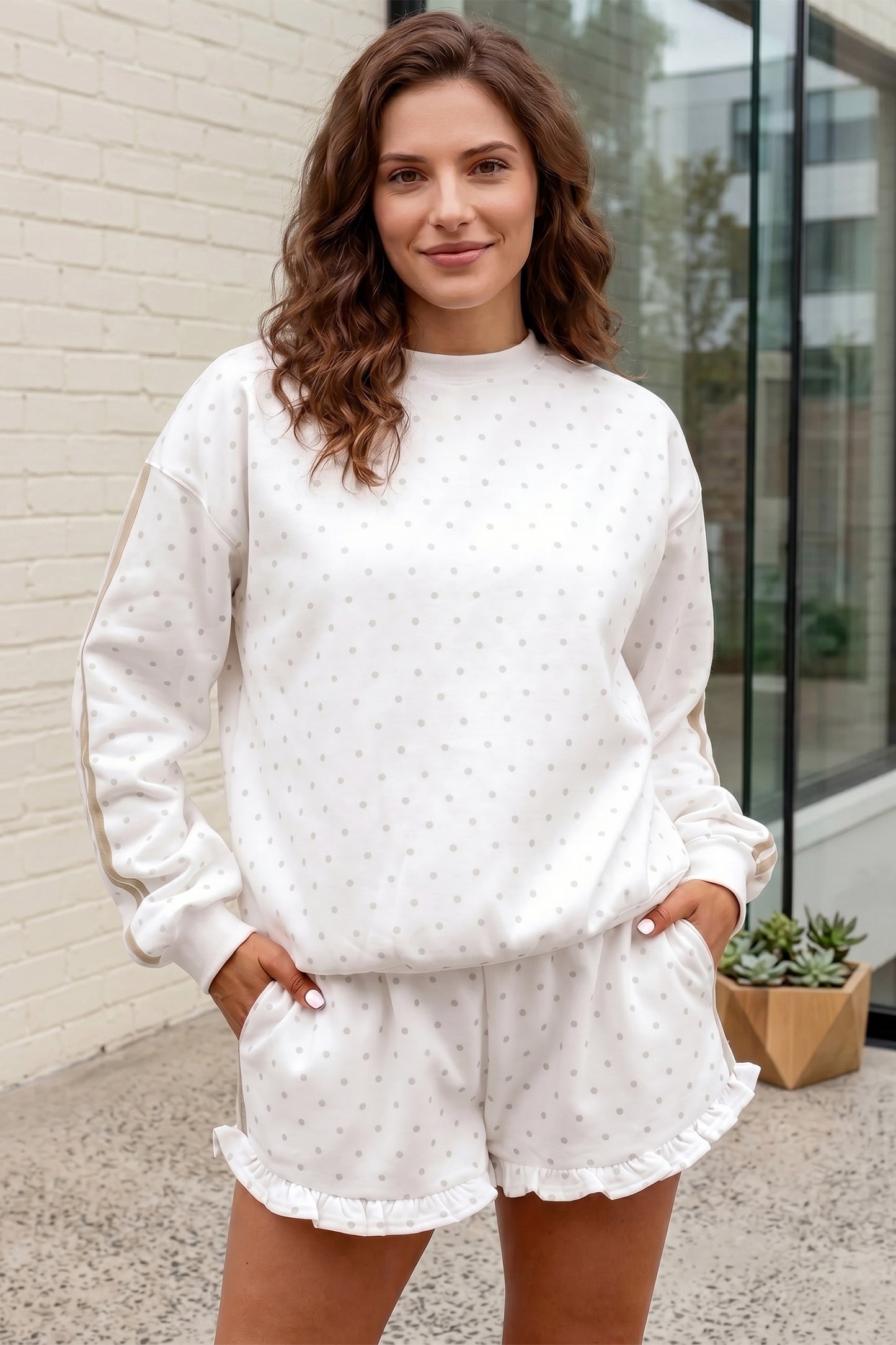 Polka Dot 2 PC set in White