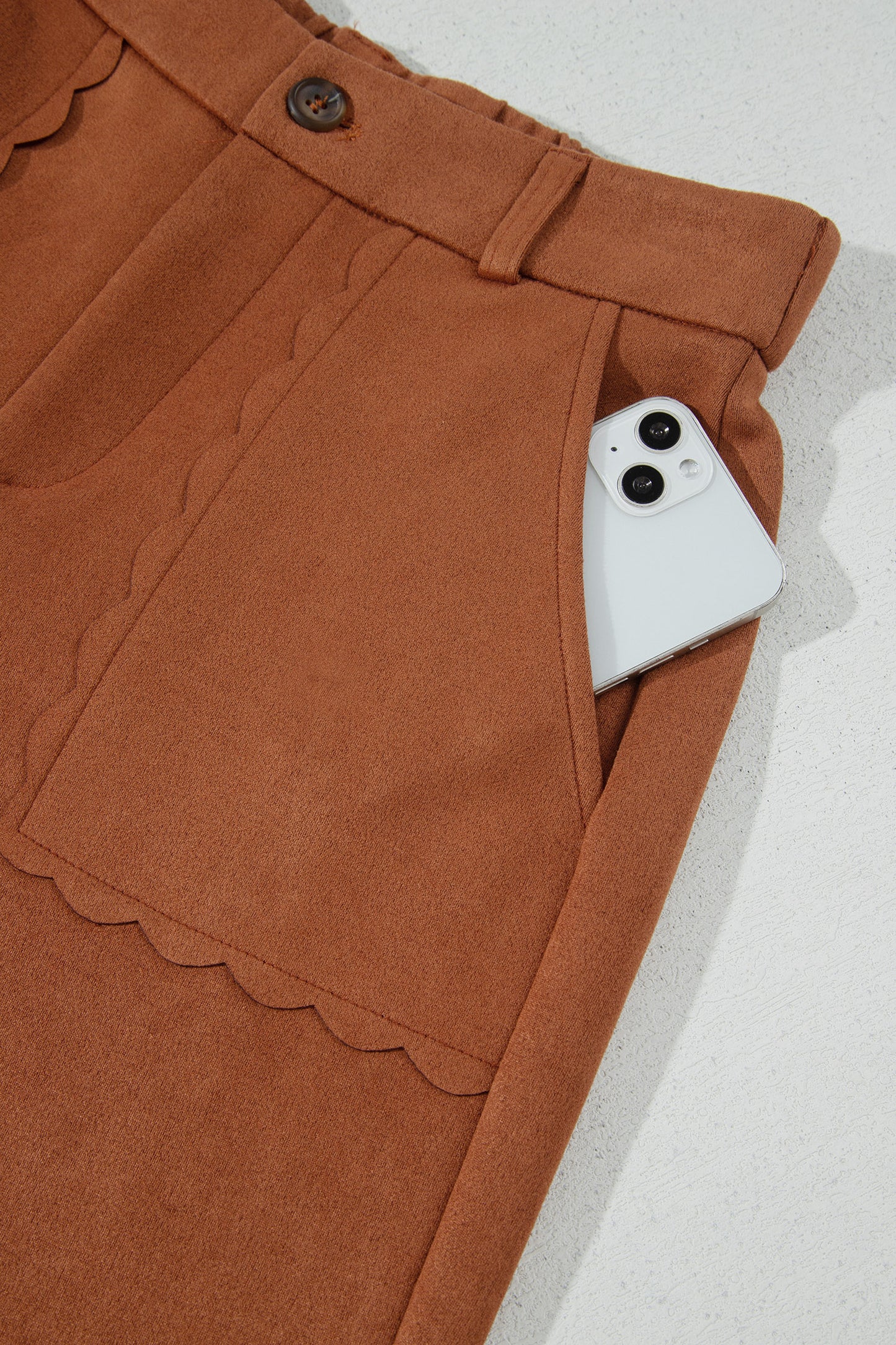 Scalloped Edge Wide-Leg Trousers