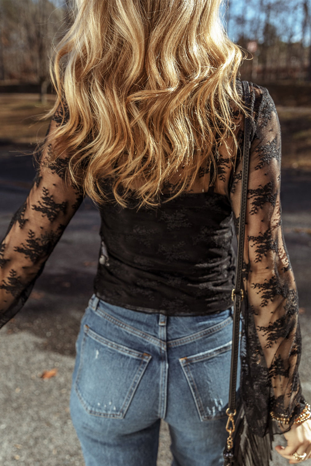 Mia Top Black Lace Long Sleeve Blouse
