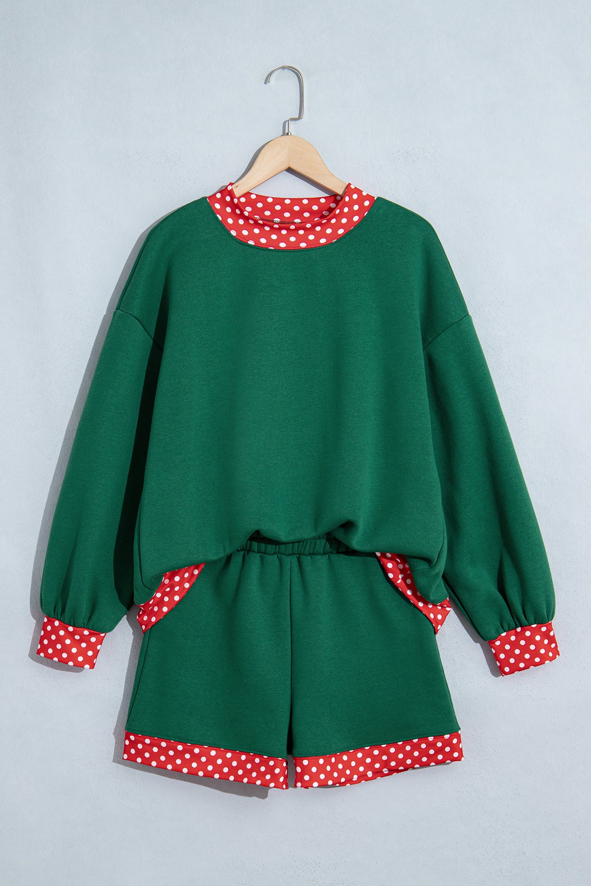 Gingham Trim Pullover Short Set