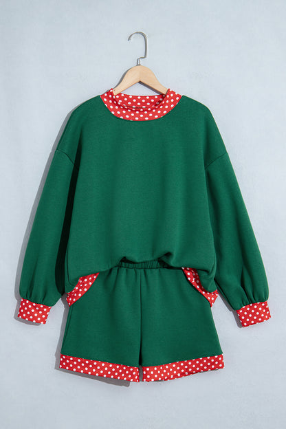 Gingham Trim Pullover Short Set