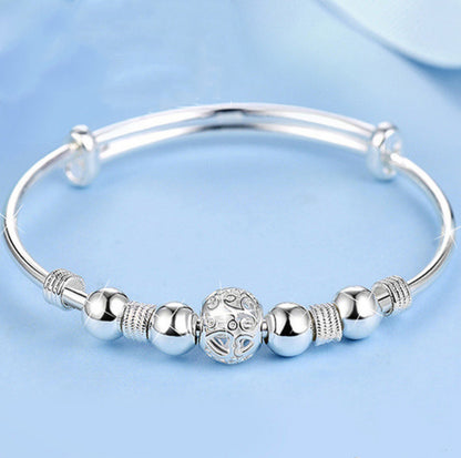 White Copper Silver Plated Changeable Beads Bracelet Women's Diet Balls Jewelry