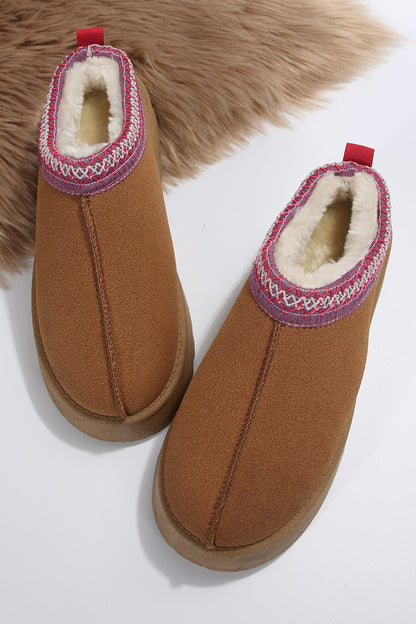 Chestnut Print Suede Plush Lined Mule Slides