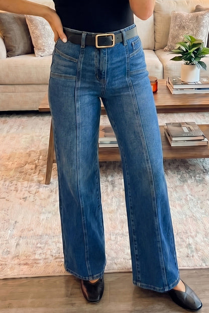 Sky Blue Tailored Seam Straight Jeans