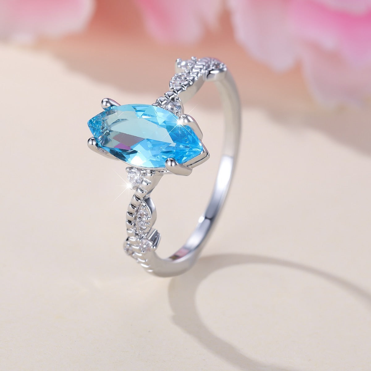 Navy Blue Horse Eye Ring