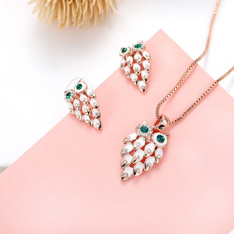 Owl Necklace and Earrings