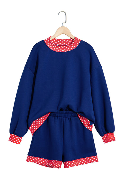Gingham Trim Pullover Short Set