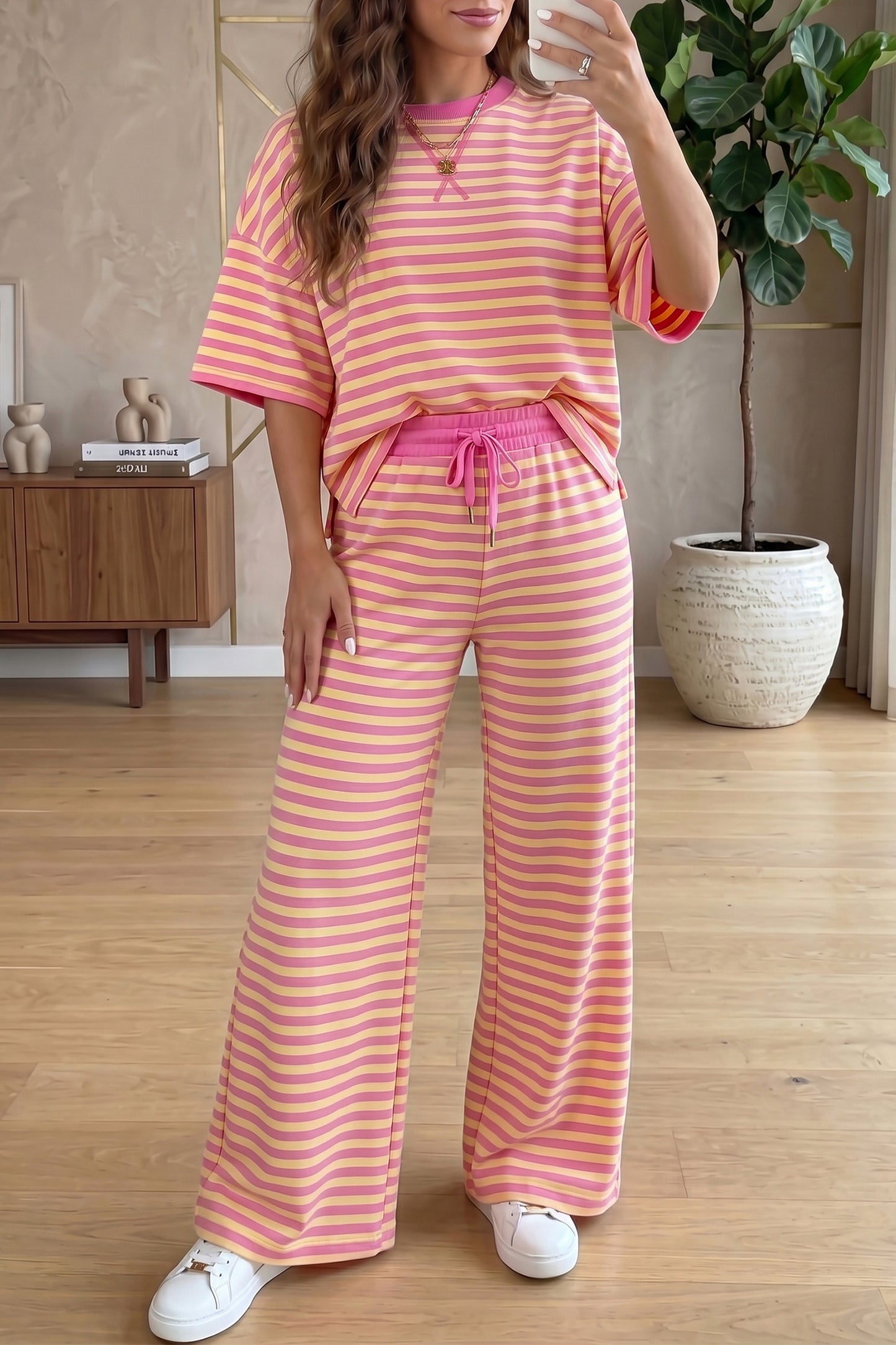 Pink Stripe Pant Set