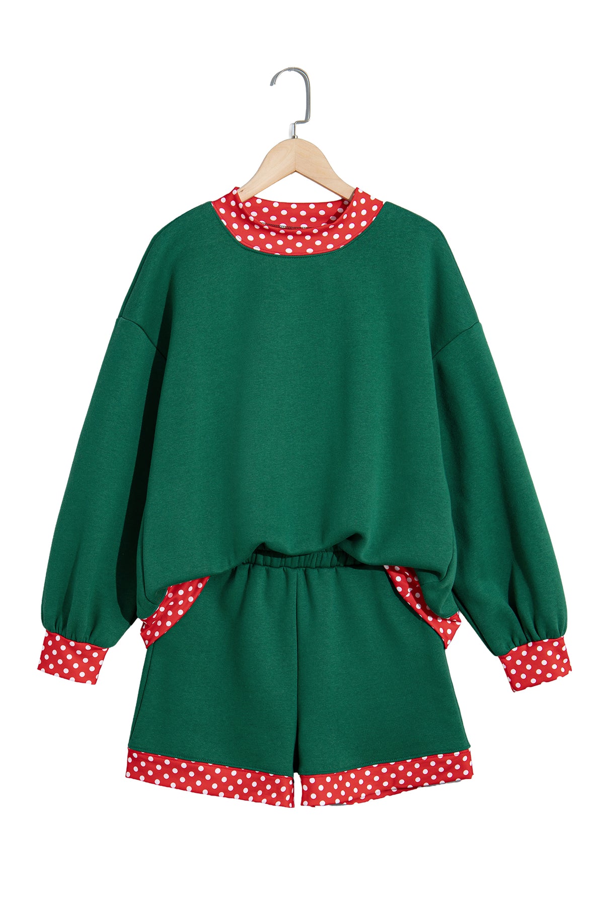 Gingham Trim Pullover Short Set