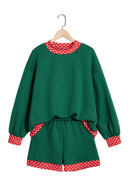 Gingham Trim Pullover Short Set