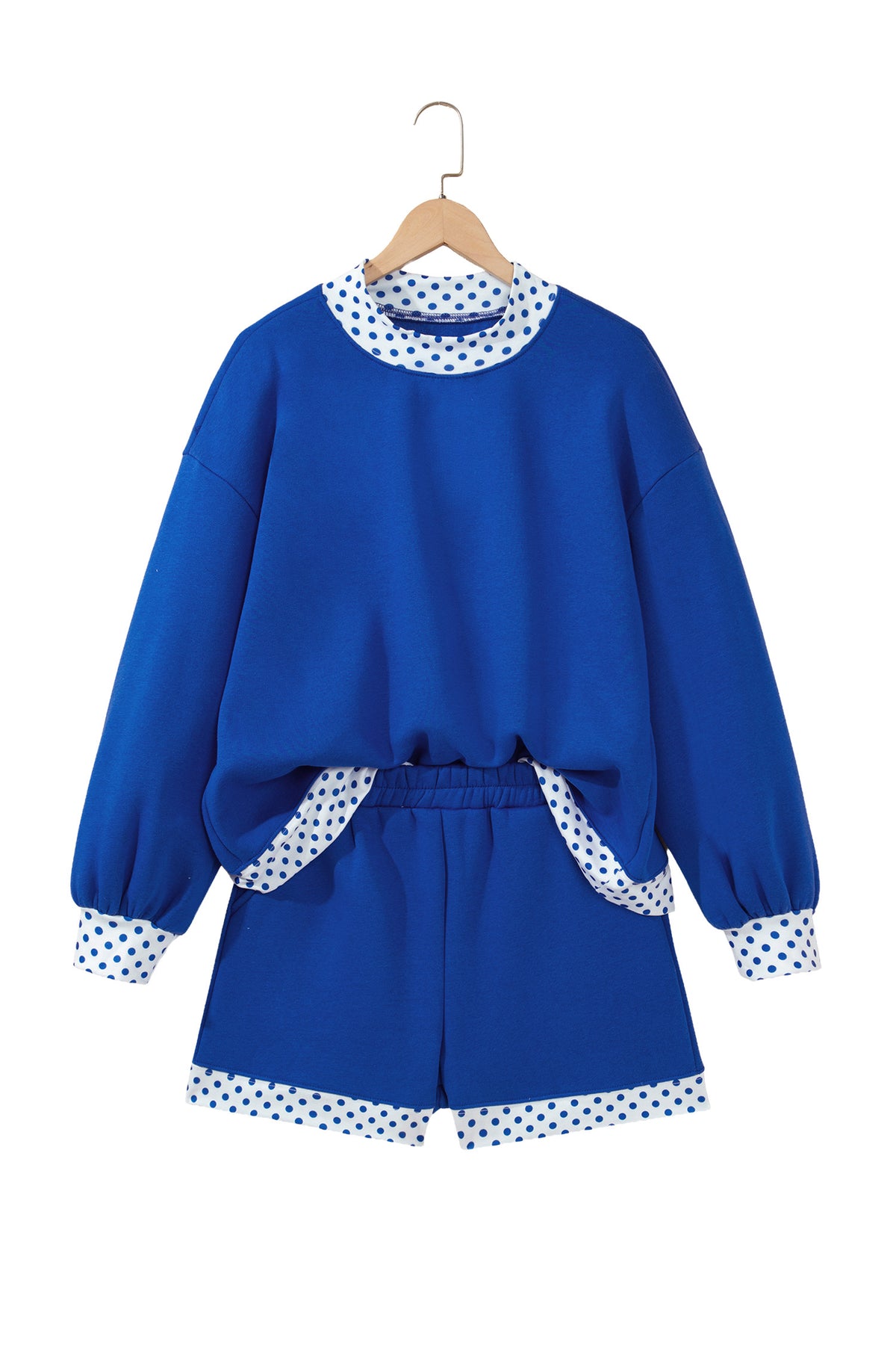 Gingham Trim Pullover Short Set