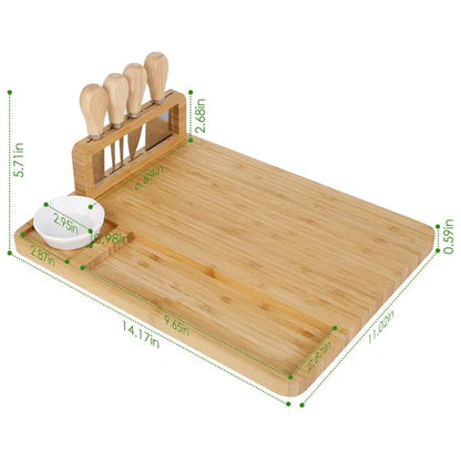 Bamboo Charcuterie Cheese Board Platter Board Serving Tray With Cutlery Set For Wedding Birthdays Christmas