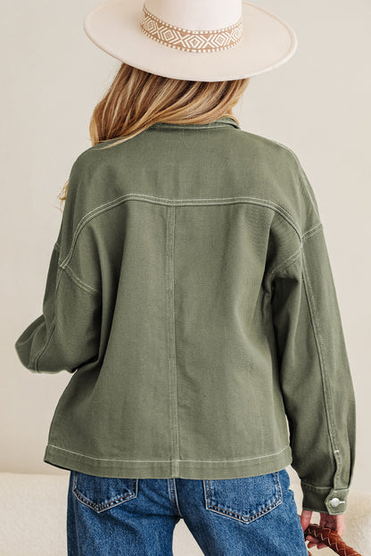 Smoke Green Oversized Denim Jacket