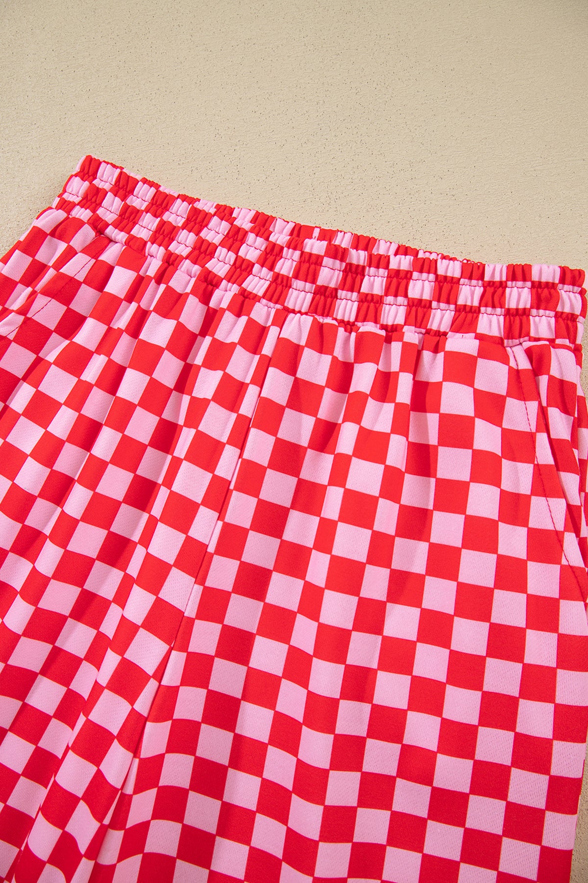 Red Christmas Slogan Graphic Plaid Contrast Two-piece Pant Set
