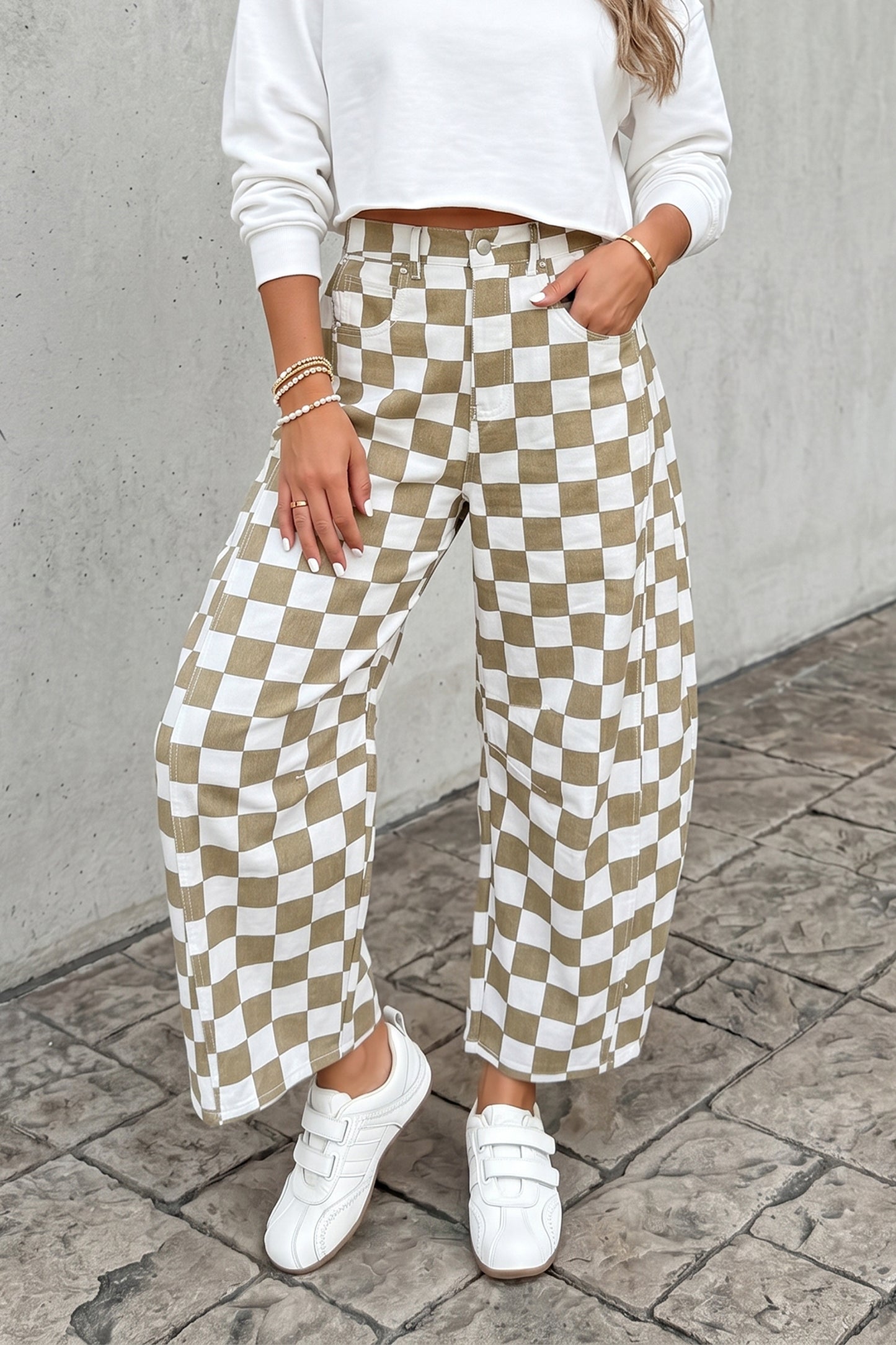 Checkered Relaxed Ankle Pants