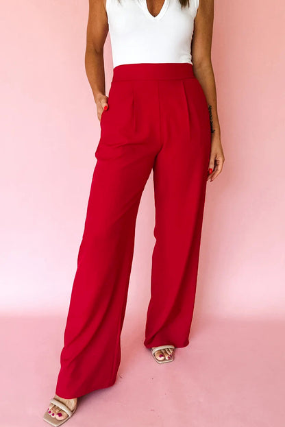 Pleated High Waist Wide Leg Dress Pants