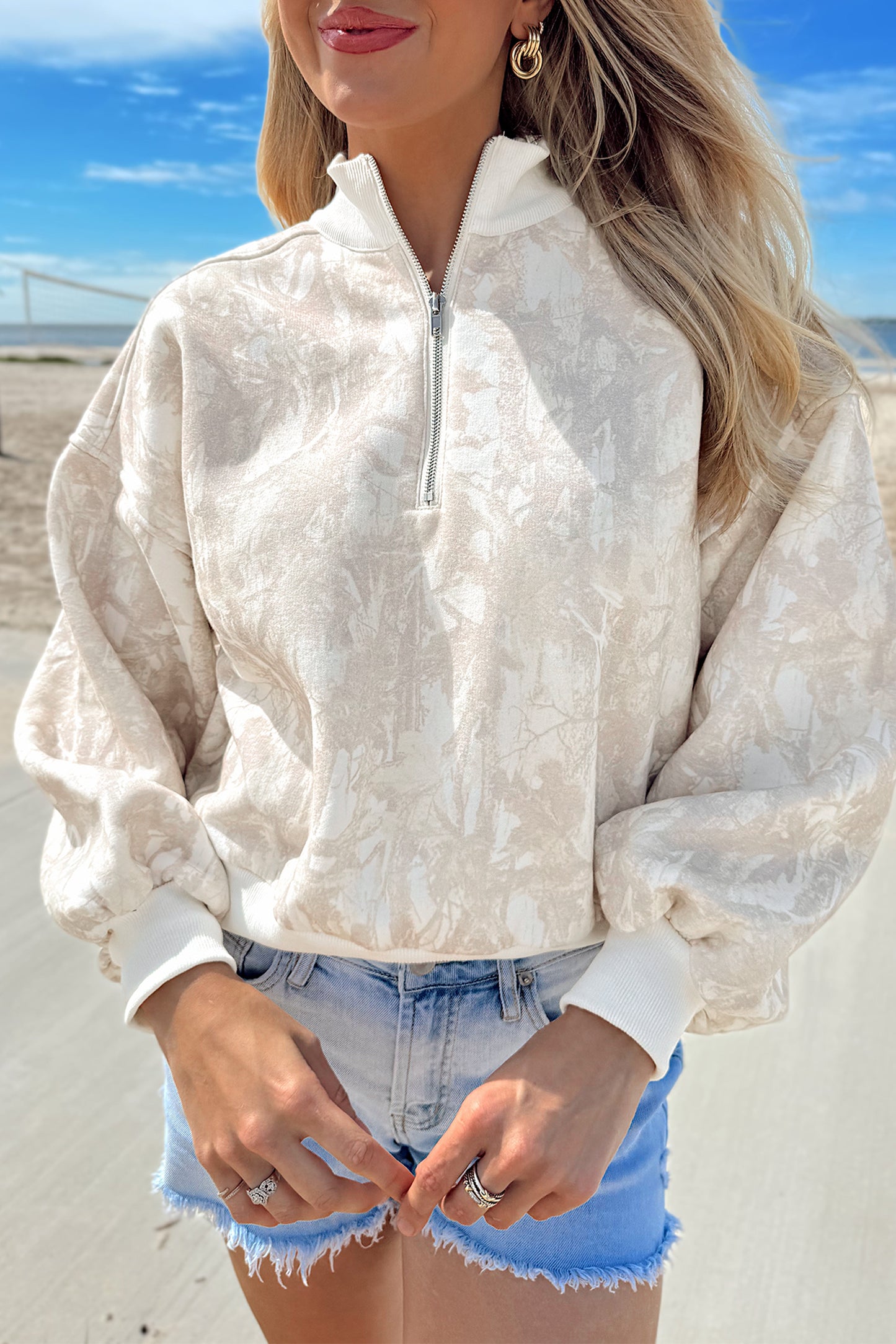 Luxe Beige Camo Sweatshirt